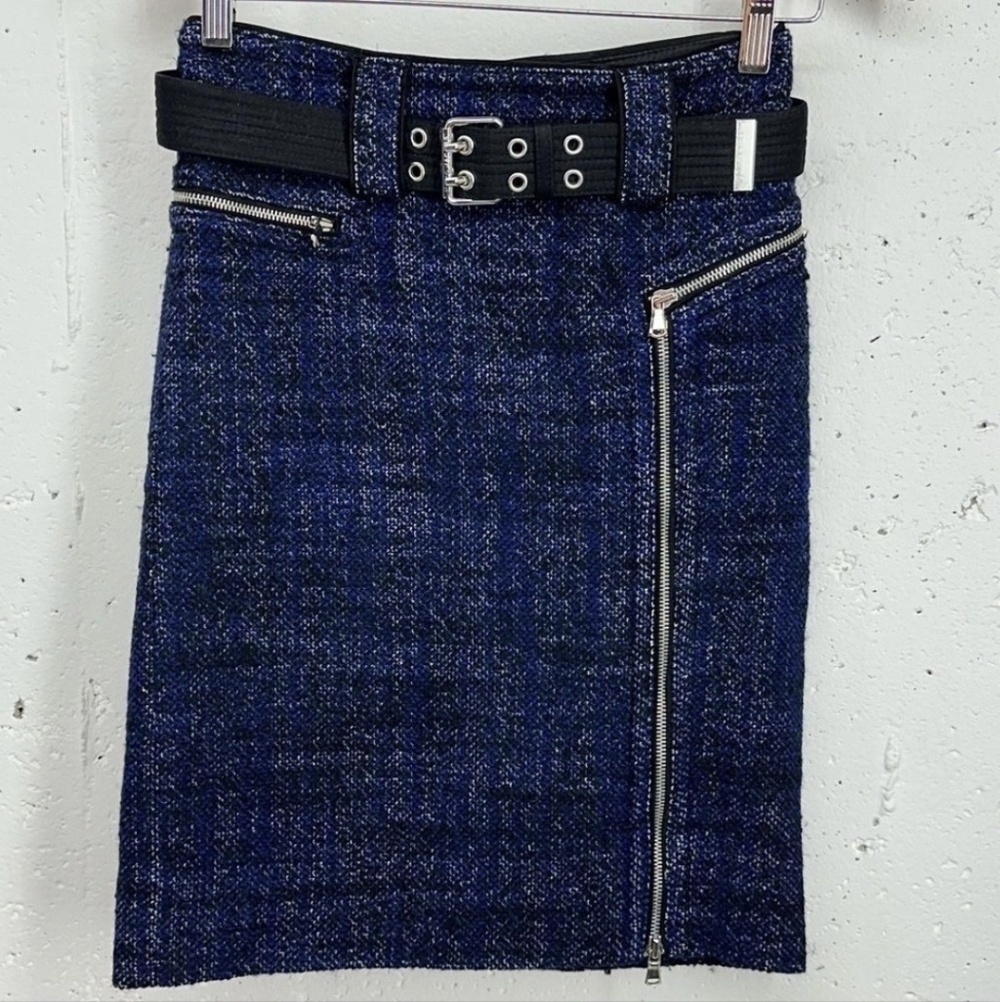 Marc by Marc Jacobs Size O Navy Blue Tweed Lined Pencil Skirt